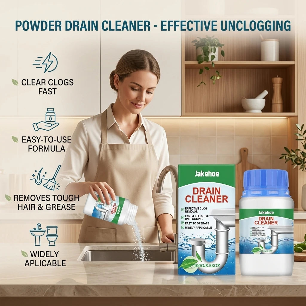 Drain Cleaning Powder Dissolves Food Grease Residue Remove Blockage Eliminate Odors Fast-Acting Multipurpose Sink Dredge Agent Qme