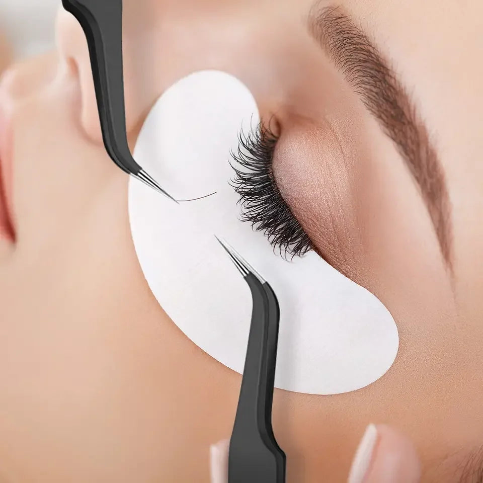 Stainless Steel Curved Tip Eyelash Extension Tweezers Pointed Qme