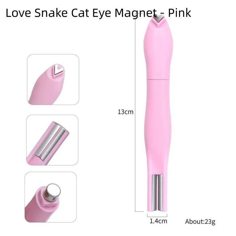Cat Eye Nail Magnetic Stick Love Heart Snake Pattern French Cat Eye Nail Magnet UV Gel Polish Effect Manicure Design Tool Qme 1pcs pink