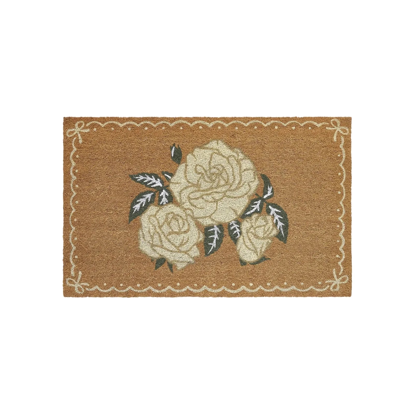 Multi-Color Rose Patten Outdoor Doormat Floral Welcome Mat Anti-slip Washable Scraper for Front Porch and Garden Entry Qme A One Size