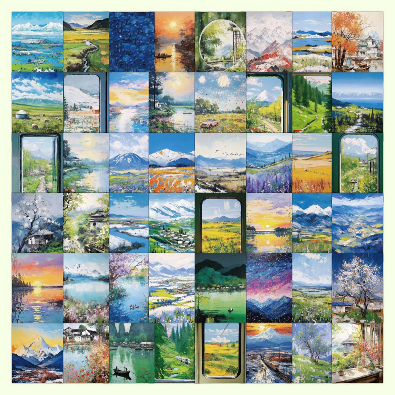 60pcs Oil Painting Stickers Small and Clear Hand-held Account Material Decorative Stickers Home Store DIY Decor Supplies Qme As shown
