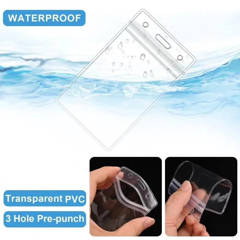 Wear Resistant Clear Plastic ID Badge Holders Waterproof Resealable Qme