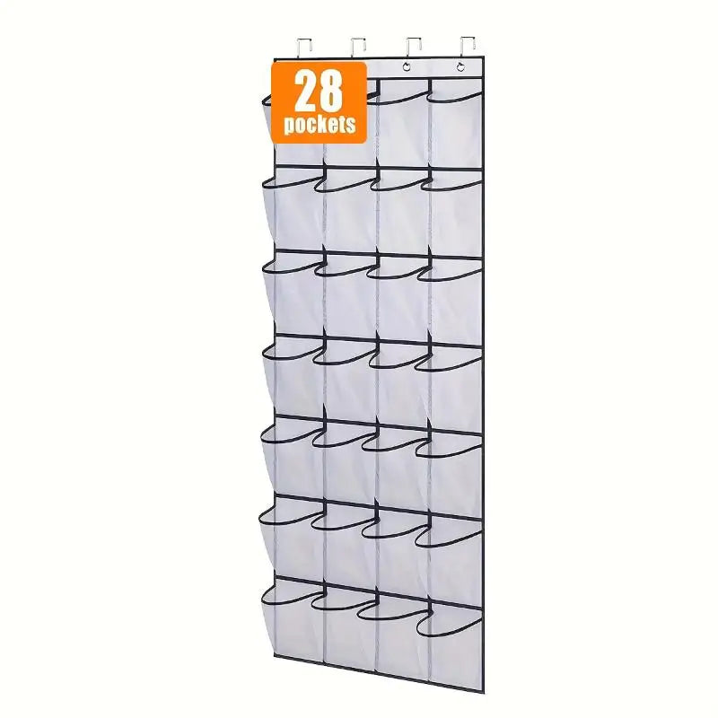 24 28 35 40 Large Mesh Pockets Hanging Shoe Organizer Closet Rack Qme 28 grids White