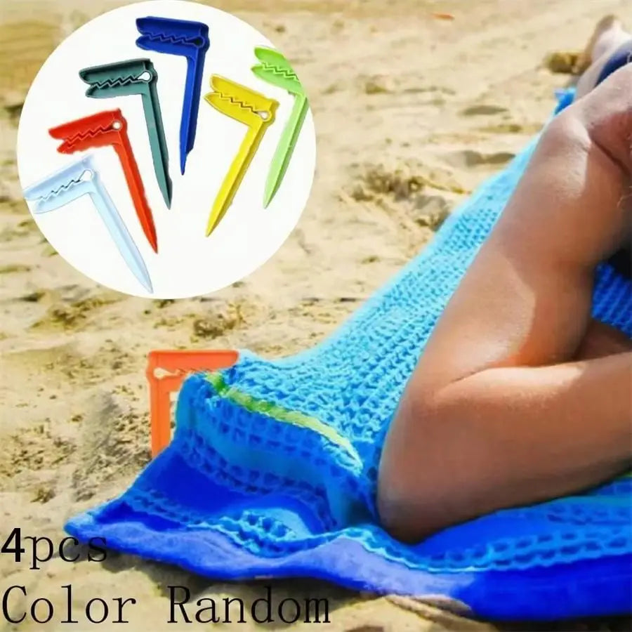 Portable Outdoor Beach Towel Clip Travel Camping Tent Mat Can Firmly Qme 4pcs