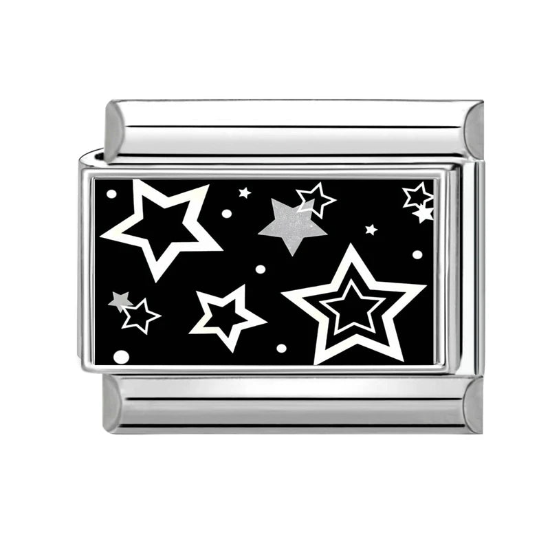 Fashion Personalized DIY Black Italian Charm Bracelet Stars Heart Sun