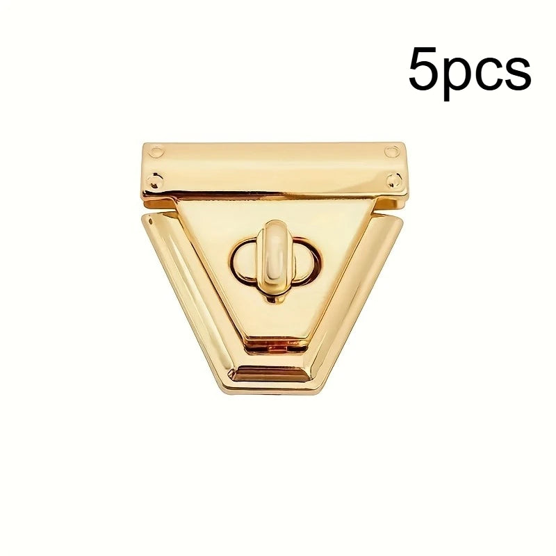 Metal Triangle Turn Lock Clasp Gold Purse Locks Hardware DIY Handbag Closure Buckle Replacement Lock For Crochet Knitted Bag Qme 5pcs
