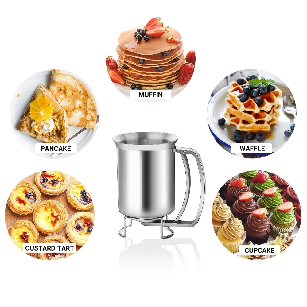 Stainless Steel Batter Dispenser Reusable Food Grade Pancakes Waffles Qme