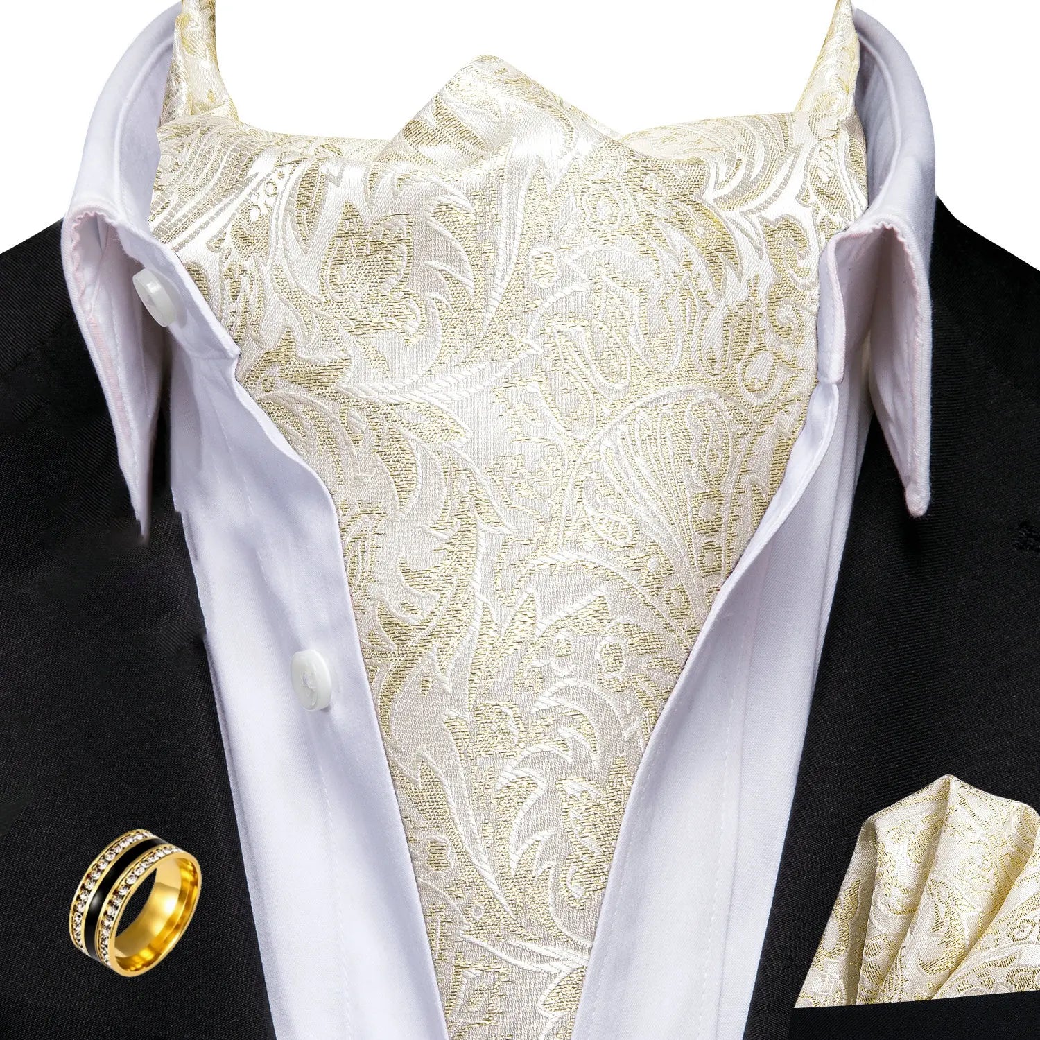 Ascot Tie Classic Cravat Pocket Square Decorative Ring Fashion Men's Qme AS-1094-JZ0020