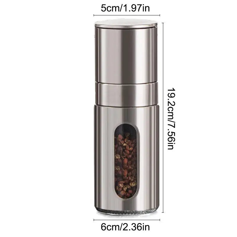 Stainless Steel Manual Salt Pepper Mill Adjustable Seasoning Bottle Qme B3