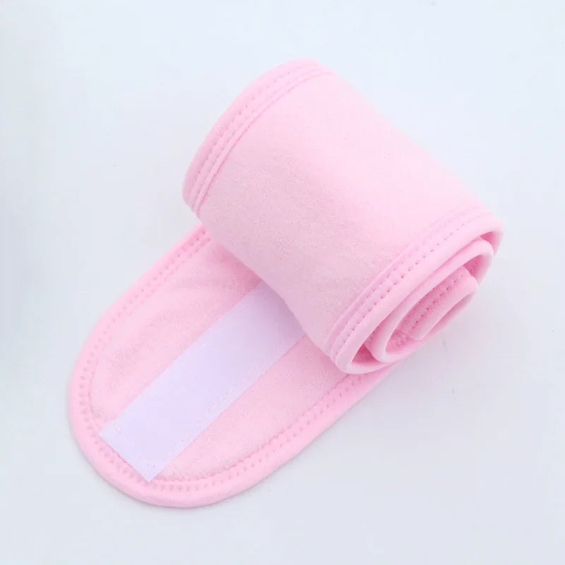 Women Spa Wide Hairband Adjustable Head Band Yoga Bath Shower Makeup Qme Pink