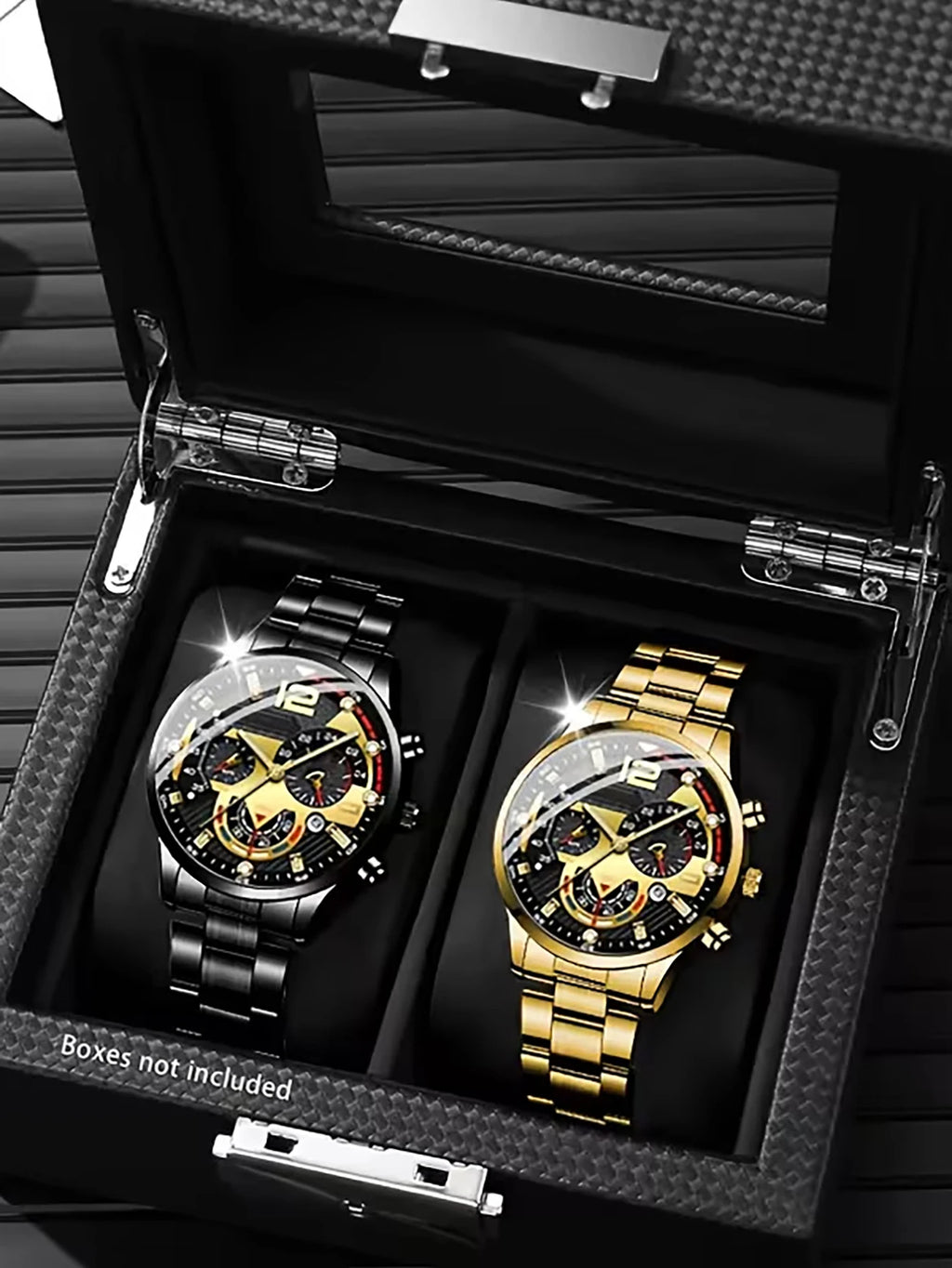 Men's Quartz Watch And Ring Set Stainless Steel Band Suitable for Daily Wear Birthday Gift Box Not Included Qme