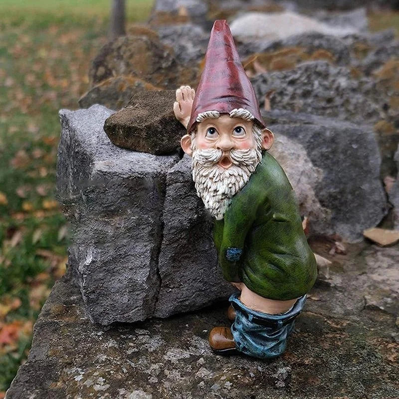 Creative Urinating Gnome Resin Statue White Bearded Dwarf Sculpture Qme