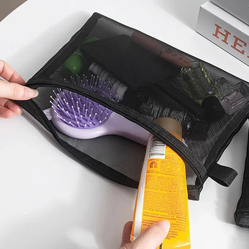 A4 A5 A6 Nylon Mesh File Bag Transparent Zipper Test Paper Information Student Pen Bag Transparent Mesh Cosmetic Storage Bag Qme
