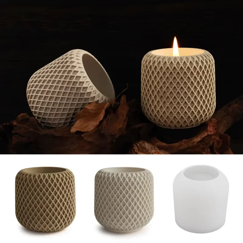 3D Concrete Mesh Irregular Candle Cup Silicone Mold DIY Jewelry Cement Tank Resin Mold Home Decoration Accessories Qme