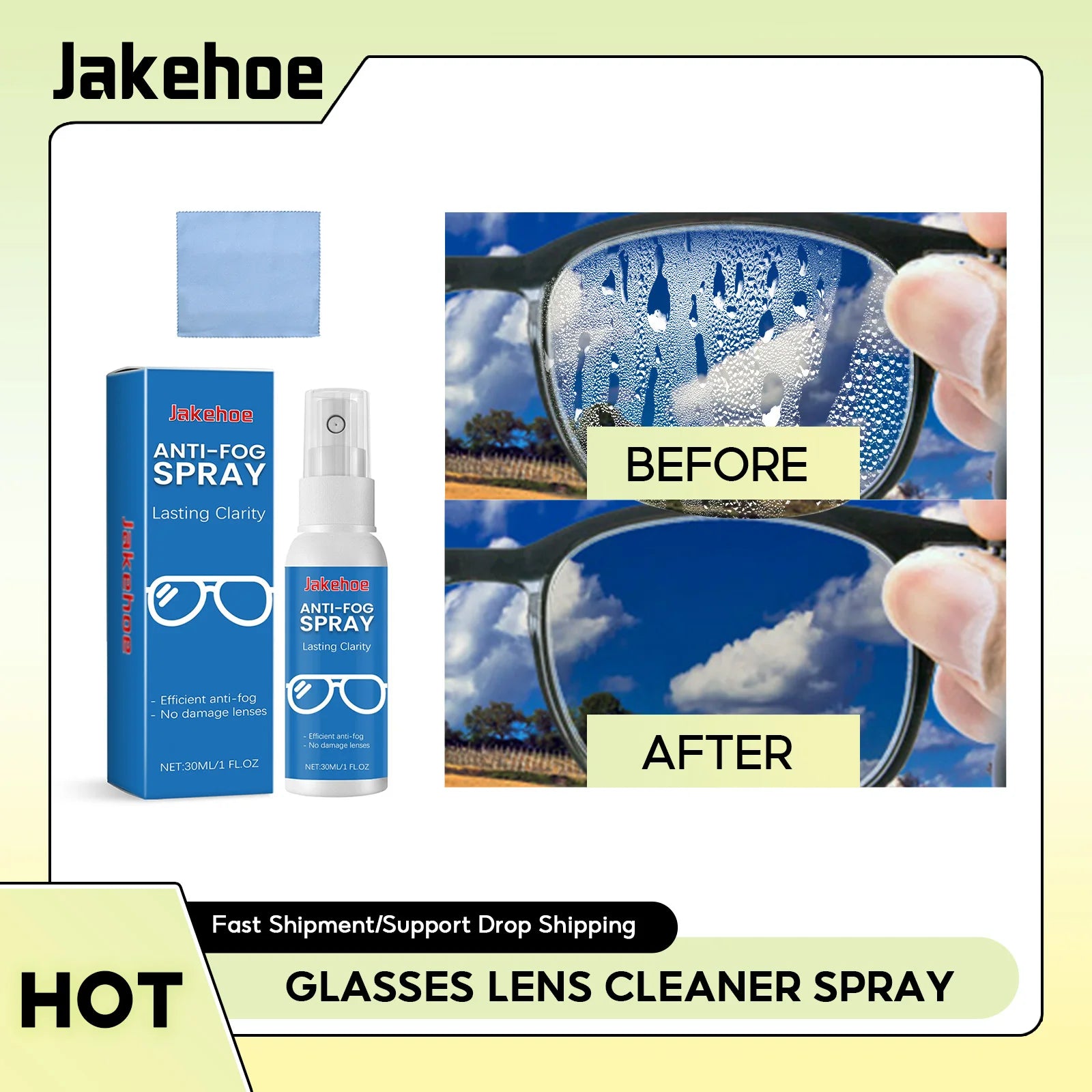 Glasses Lens Cleaner Spray Scratch Removal Portable Eyeglass Polish Oil Dirt Stain Cleaning Water Repellent Glass Polisher Spray Qme