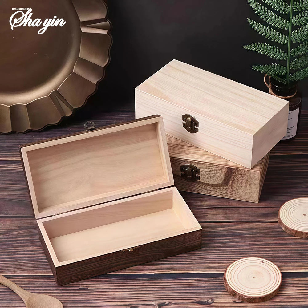 Wooden Gift Box Rectangular Wooden Box - Colored Storage Box Wooden Gift Packaging Box Organizer Box Qme