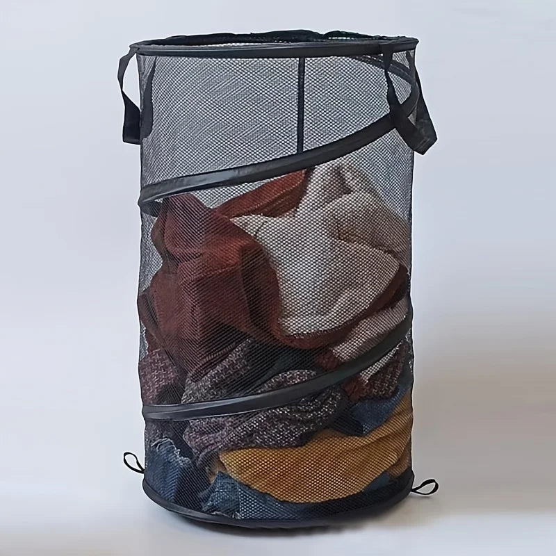 Large Foldable Mesh Laundry Basket with Handle, Sorting, Storage Bag, Laundry Basket for Bathroom and Bedroom Organization Qme