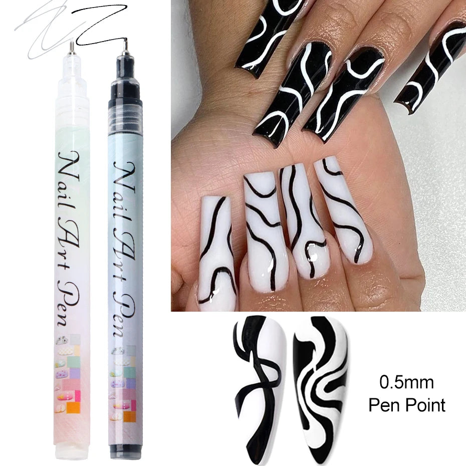 Nail Art Graffiti Pen Marker Drawing Abstract Lines Fine Detail Qme