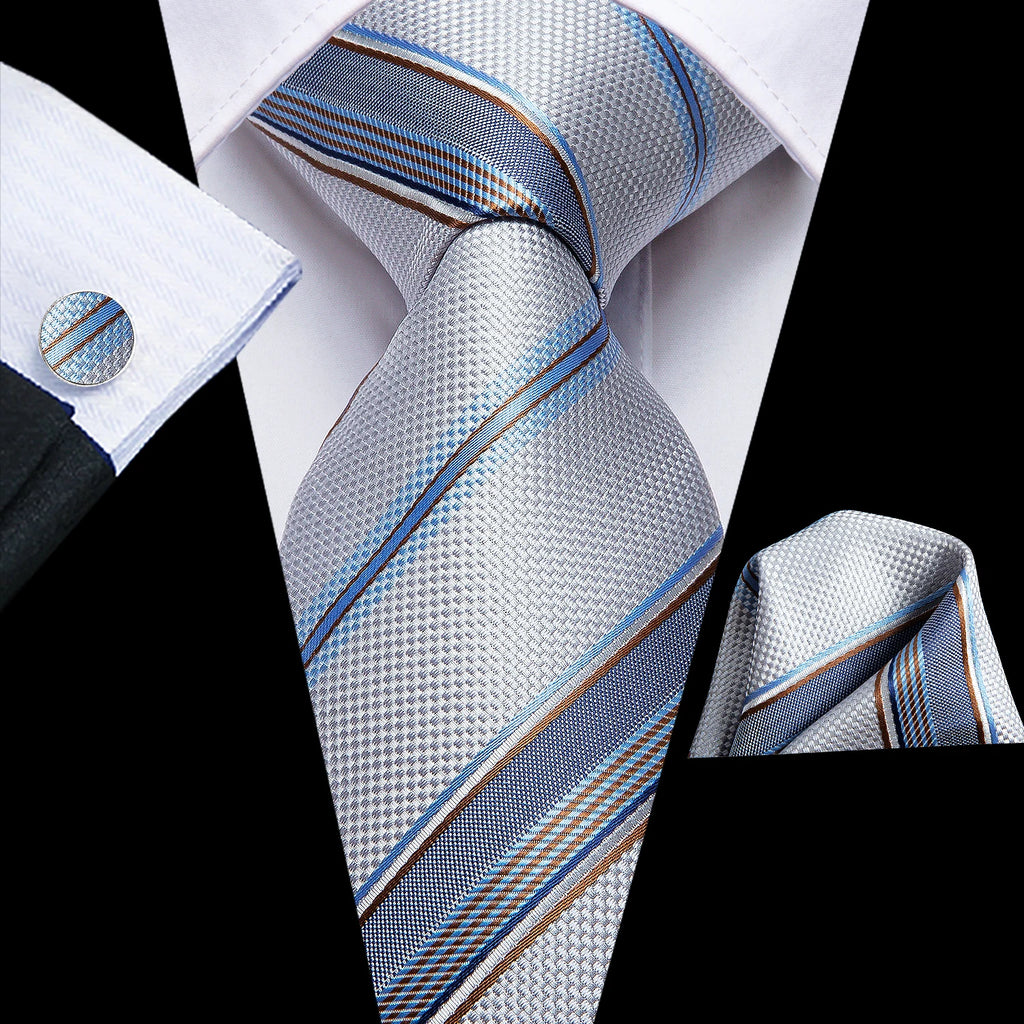 Professional Mens 3-Piece Suit Set: Necktie, Pocket Square & Cufflinks, Classic Design for Wedding Qme DPTH-LDSN3116