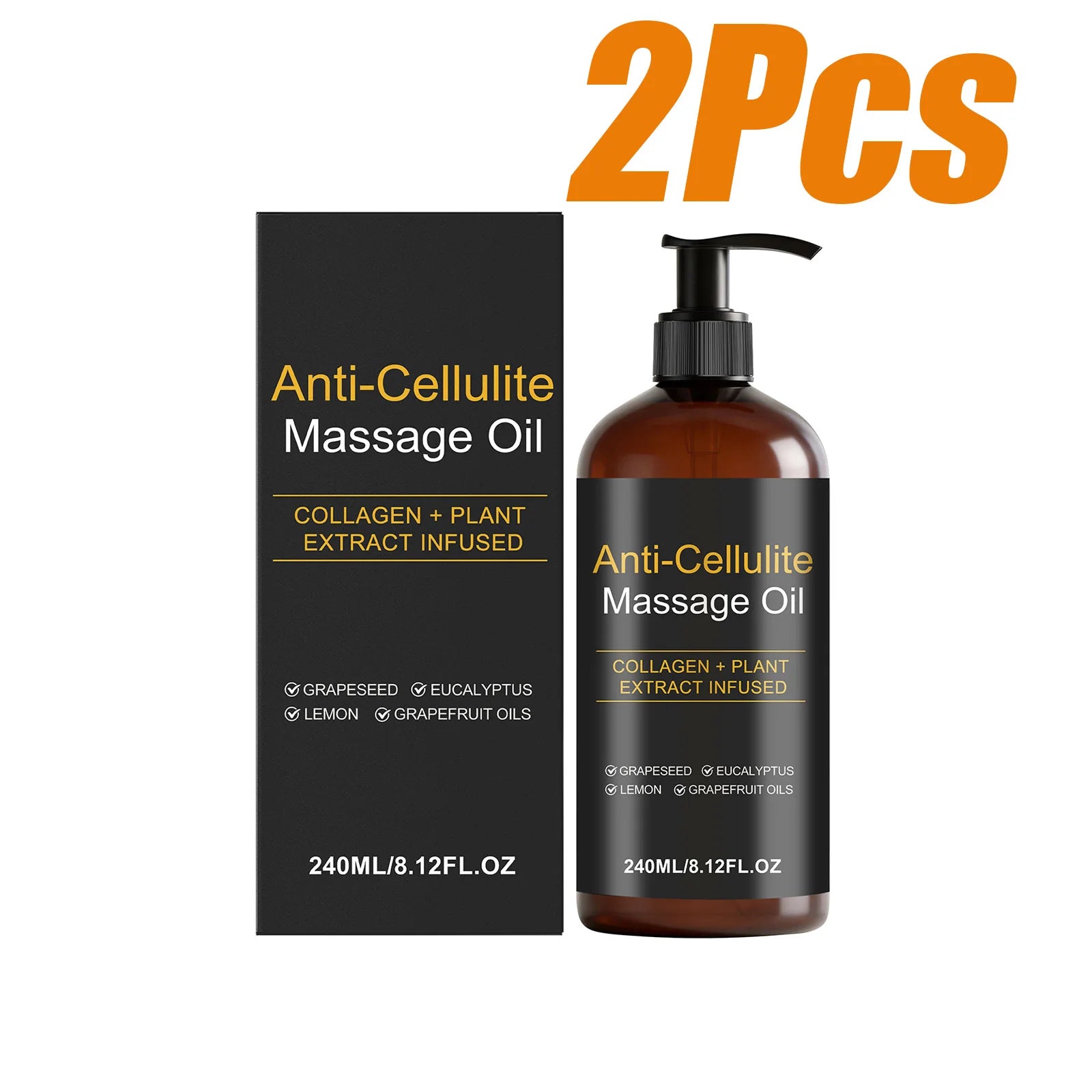 Firming Body Massage Oil with Collagen Anti Sagging Smoothing Cellulite Improve Skin Texture Refreshing Body Oil for Legs & Full Qme 2 x 240ml Boxed