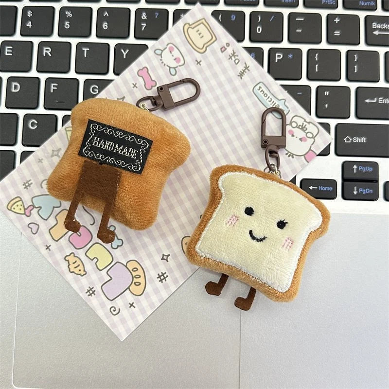 1Pc Toast Bread Pendant Cute Cartoon Plush Small Figure Bag Decoration Kawaii Creative Expression Nice Present 9cm. Qme