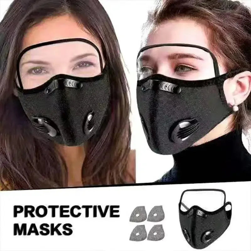 2pcs Sport Face Mask Activated Carbon Filter Riding Mouth Cover Dustproof Reusable Washable Cardio Sports Mask Qme