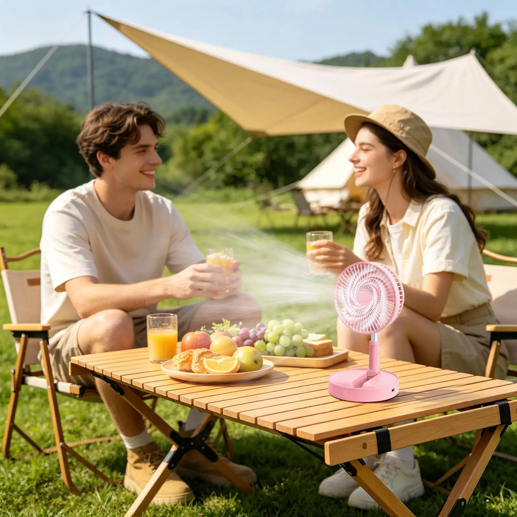 Portable Fan For Bedroom 185-Degree Tilt Quiet Blower Silent Foldable Rechargeable Standing Fan For Home Outdoor Camping Travel Qme