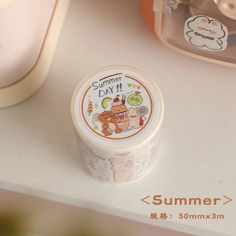 3m/Roll Cartoon Graffiti Life scene Making Tape School Scrapbooking Stickers DIY Aesthetic Decor Handbook Japanese Stationery Qme C 50mmx3m