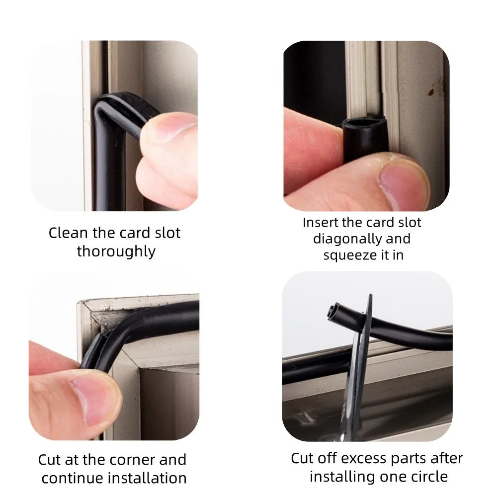 10M Silicone Sealing Strip for Doors and Windows Windproof Warm Durable Shock-absorbing Buffering Anti-collision Sealing Strip Qme