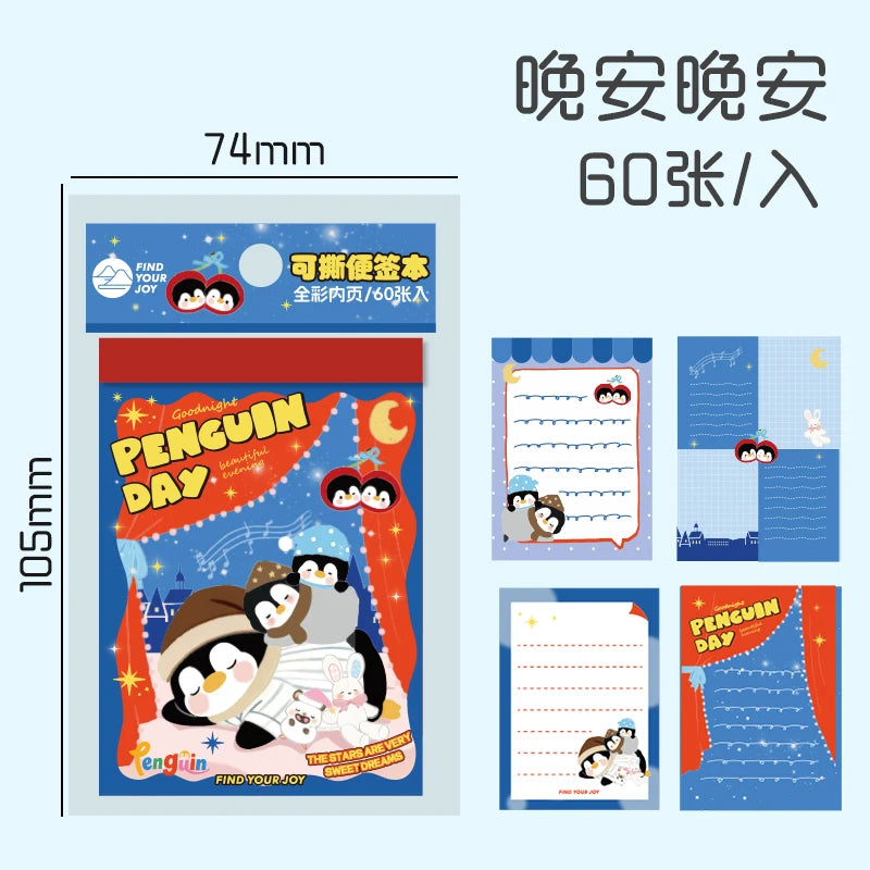 TIANZI 60/240 Pcs Penguin Theme Loose Leaf Decorative Paper Notes Memo Message To-Do List Office Stationery Supplies Qme B