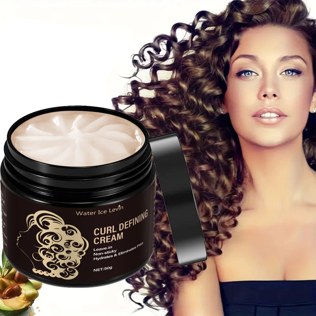 Travel-Size Curl Cream 50g - Coconut Oil Leave-In, Frizz Control & Definition, Non-Sticky for All Hair Types Qme