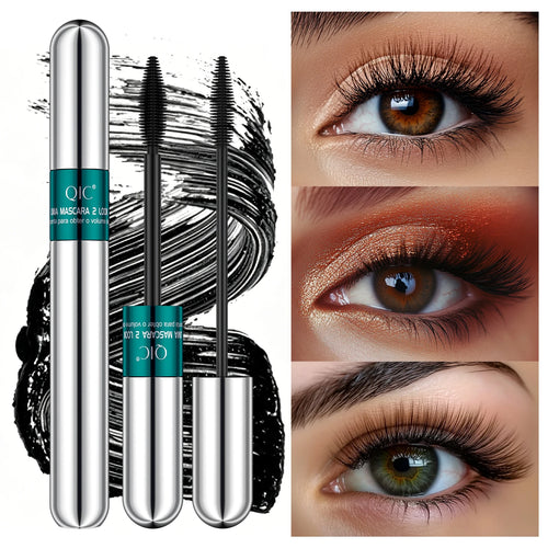 2 In 1 Dual Effect Black Waterproof Mascara 4D Lash Lengthening Thickening Curling Eye Makeup Cosmetics Qme Q802