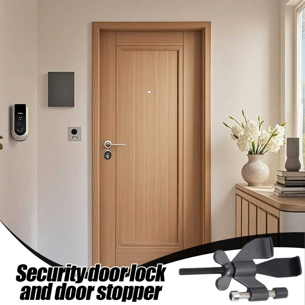 Door Blocker Security Adjustable No Drill Safety Lock Jammer Stopper Qme