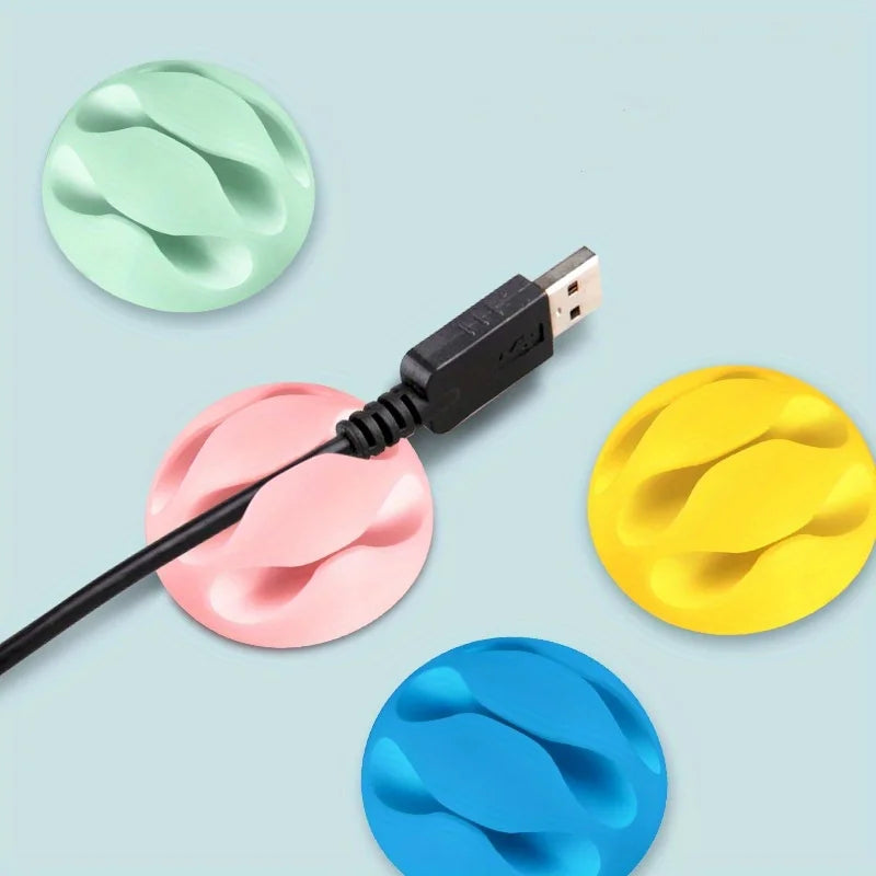 4Pcs Simple 3-slot charging cable clip, desktop cable wrapper, self-adhesive USB cable clip, mouse cable organizer Qme