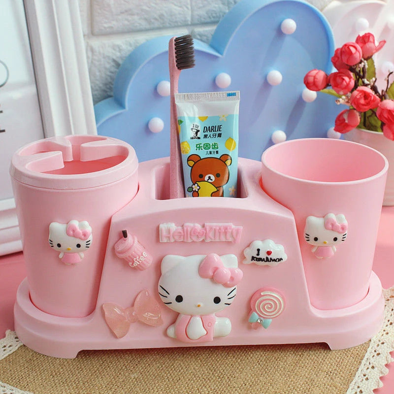 Hello Kitty Kuromi Toothbrush Holder Home Bathroom Storage Box Qme