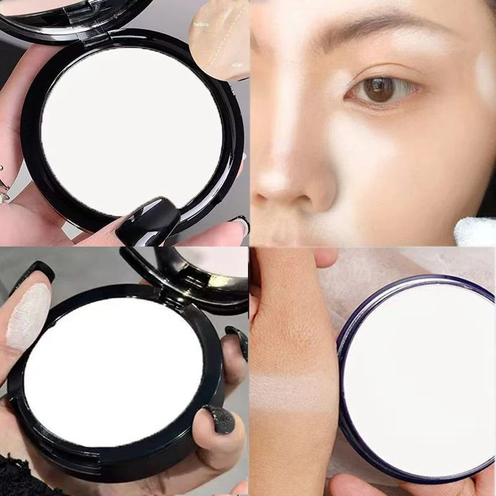 Transparent White Pressed Powder Oil Control Brighten Matte Whitening Face Base Foundation Compact Concealer Makeup Cosmetics Qme