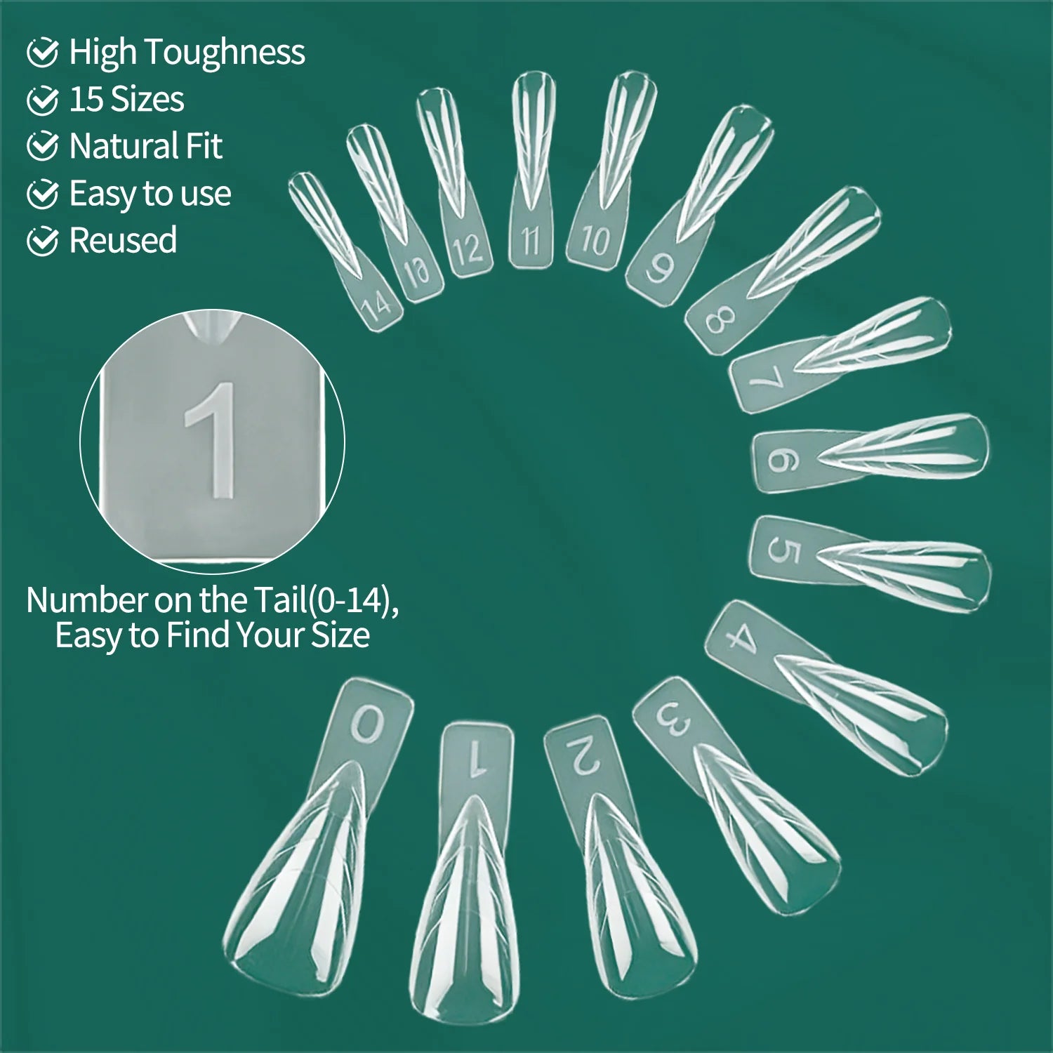 Nailpop Pointed Nail Forms 15 Sizes Professional Salon Easy Use Reuse Qme