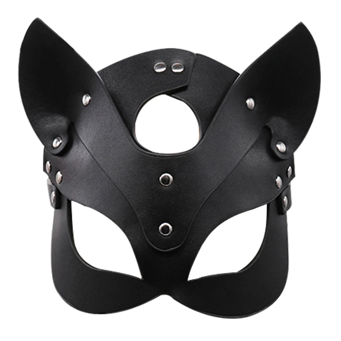 Bunny Mask Cosplay Punk Spiked Leather Cat Mouse Headgear Masquerade Dance Party Pvc Half Face Helmet Halloween Accessory Prop Qme Mouse CN