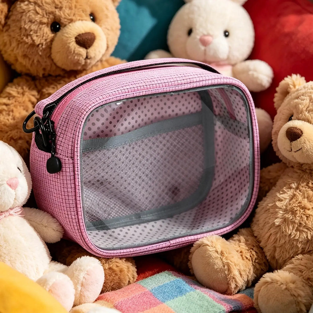 Plush Toy Storage Reusable Waterproof 2-Way Clear Window Pouch Qme