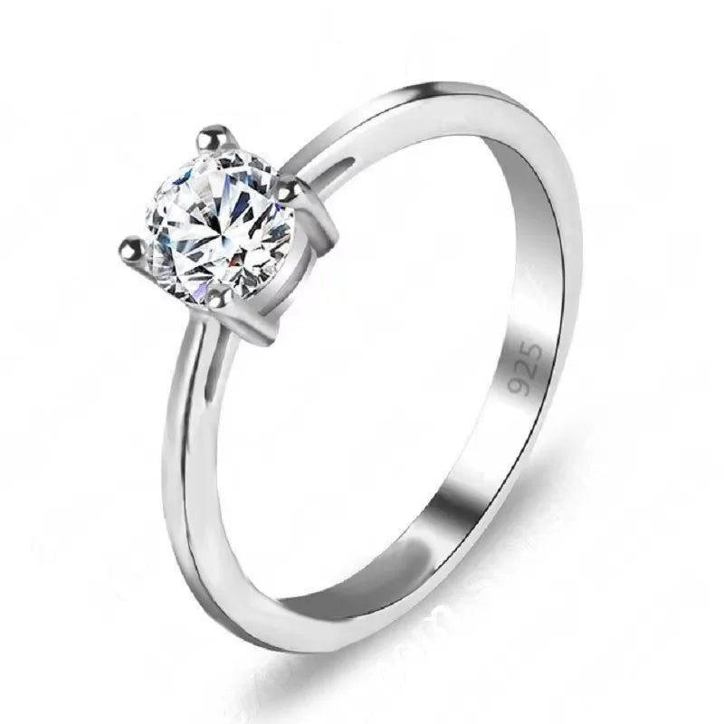 Big Sale Simple Design 925 Silver Color Women Rings Classic Wedding Engagement Accessories with Clear Cubic Zircon Stone Qme WHITE 6