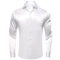Hi-tie Luxury Plain Silk Mens Dress Shirts Long Sleeve Pure Purple Qme CY-1642 L