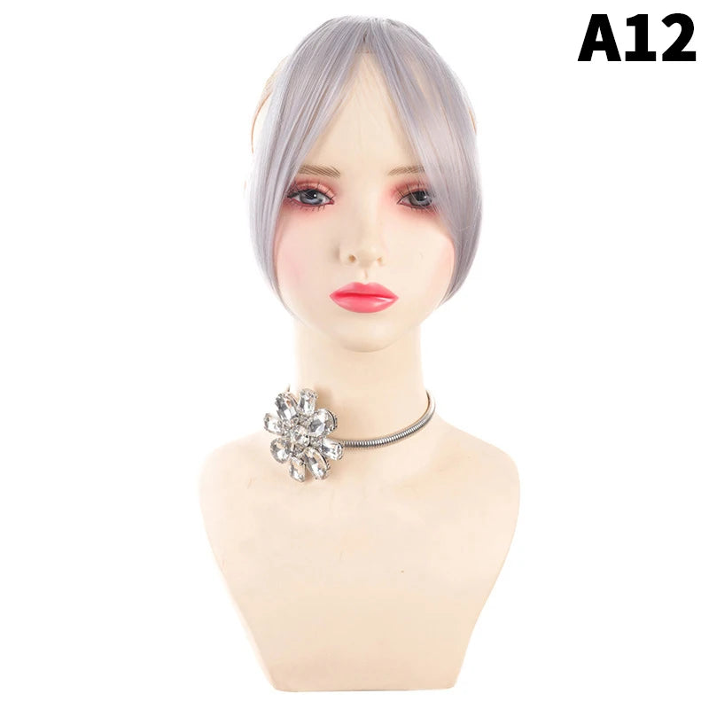 Natural Hair Wig Bangs Synthetic Fluffy Extensions Clip-on Hairpieces Qme A12