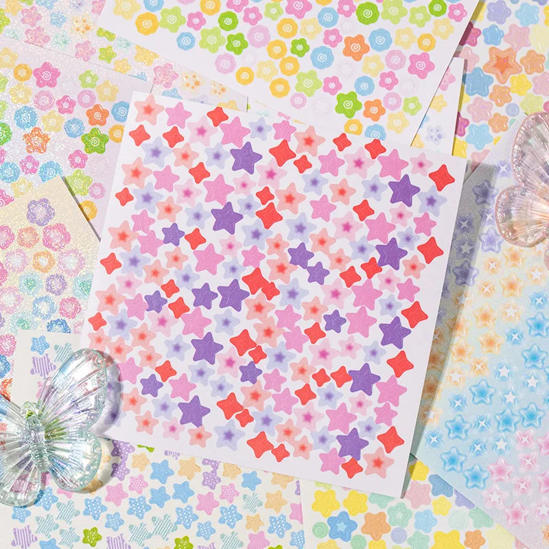 24Pcs/book Cute Die-cut Flash Decorative Stickers Book DIY Scrapbook Phone Case Decoration Collage Material Aesthetic Stationery Qme
