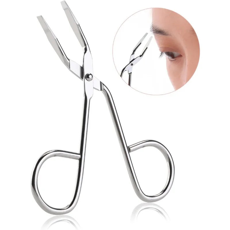 Stainless Steel Eyebrow Scissors,Elbow Pliers Clip Scissors,Flat Tip Tweezers Hair Plucker Hair Removal, Shave and Hair Removal Qme