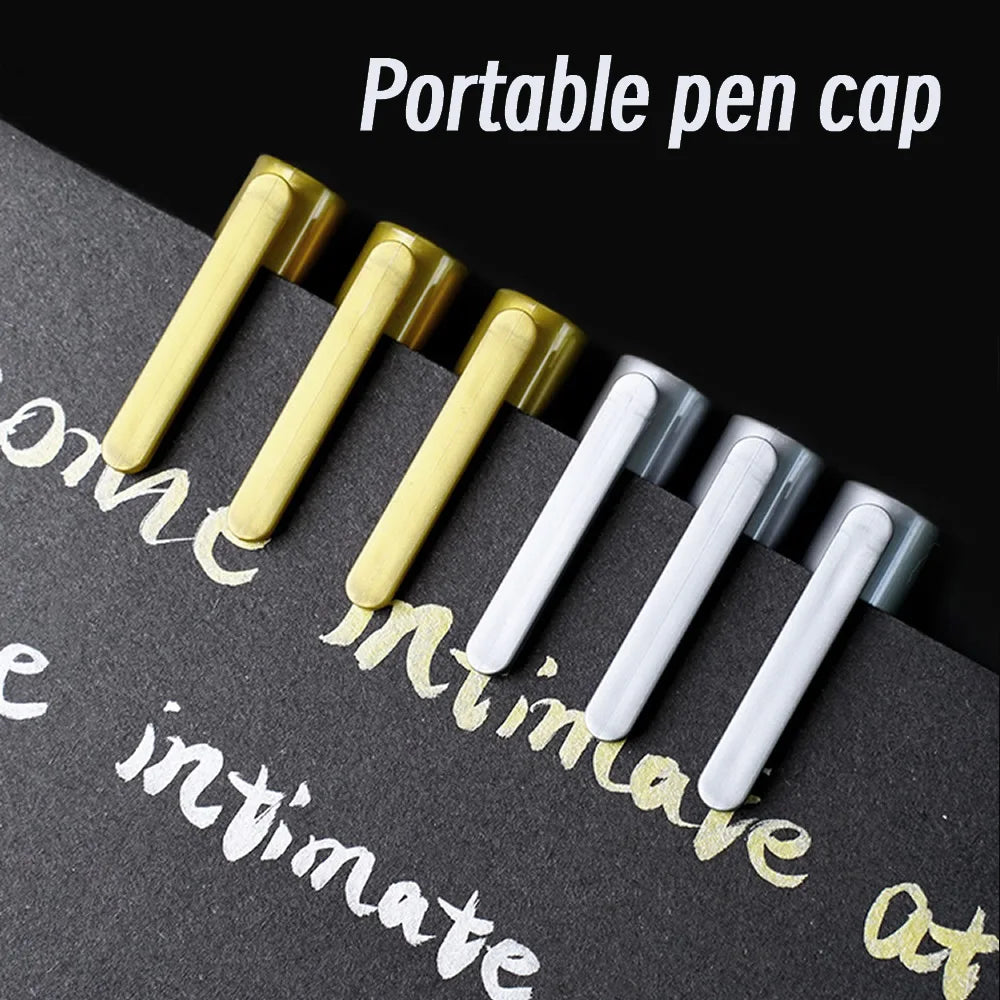 3pcs Brush Metallic Paint Marker Pens Gold Silver Color Permanent Art Marker For Manga Crafts Scrapbooking Stationery Supplies Qme