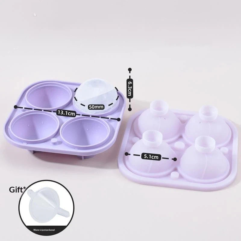 4-Hole Large Silicone Trays Big Round Sphere Ice Shape Cube Mold Tray Qme A5