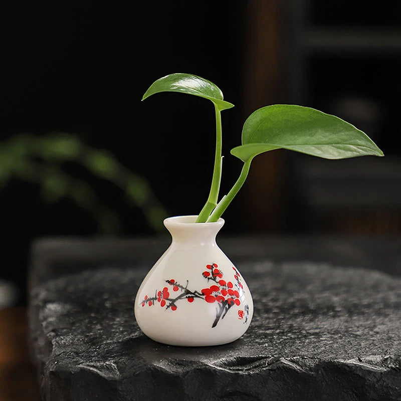 DIY Decoration Miniatures Flower Vase Crafts Giftretro White Chinese Qme