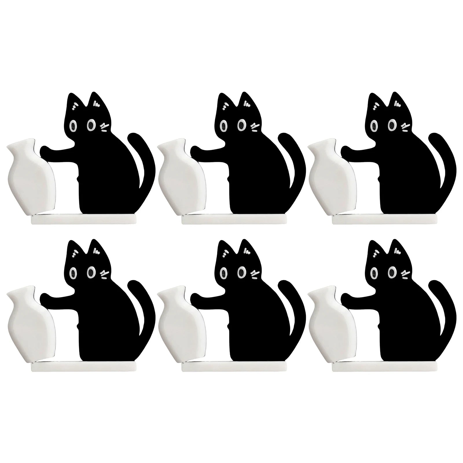 Refrigerator Magnets Black Cat Pushing Vase Decor Cat Whisker Collection Memorial Box Fridge Magnet Home Office Decor For Gift ﻿ Qme 6Pcs Black