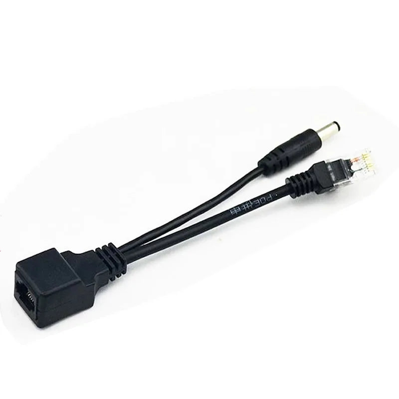 10PCS 9-48V POE Splitter Combiner Cable Isolated Gigabit Fast Ethernet Power Supply Adapter Qme Black-Male