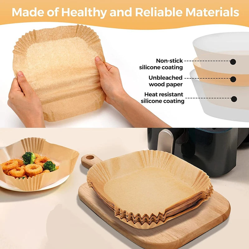 50/100Pcs Air Fryer Disposable Paper Parchment Wood Pulp Steamer Cheesecake Air Fryer Accessories Baking Paper For Air Fryer Qme